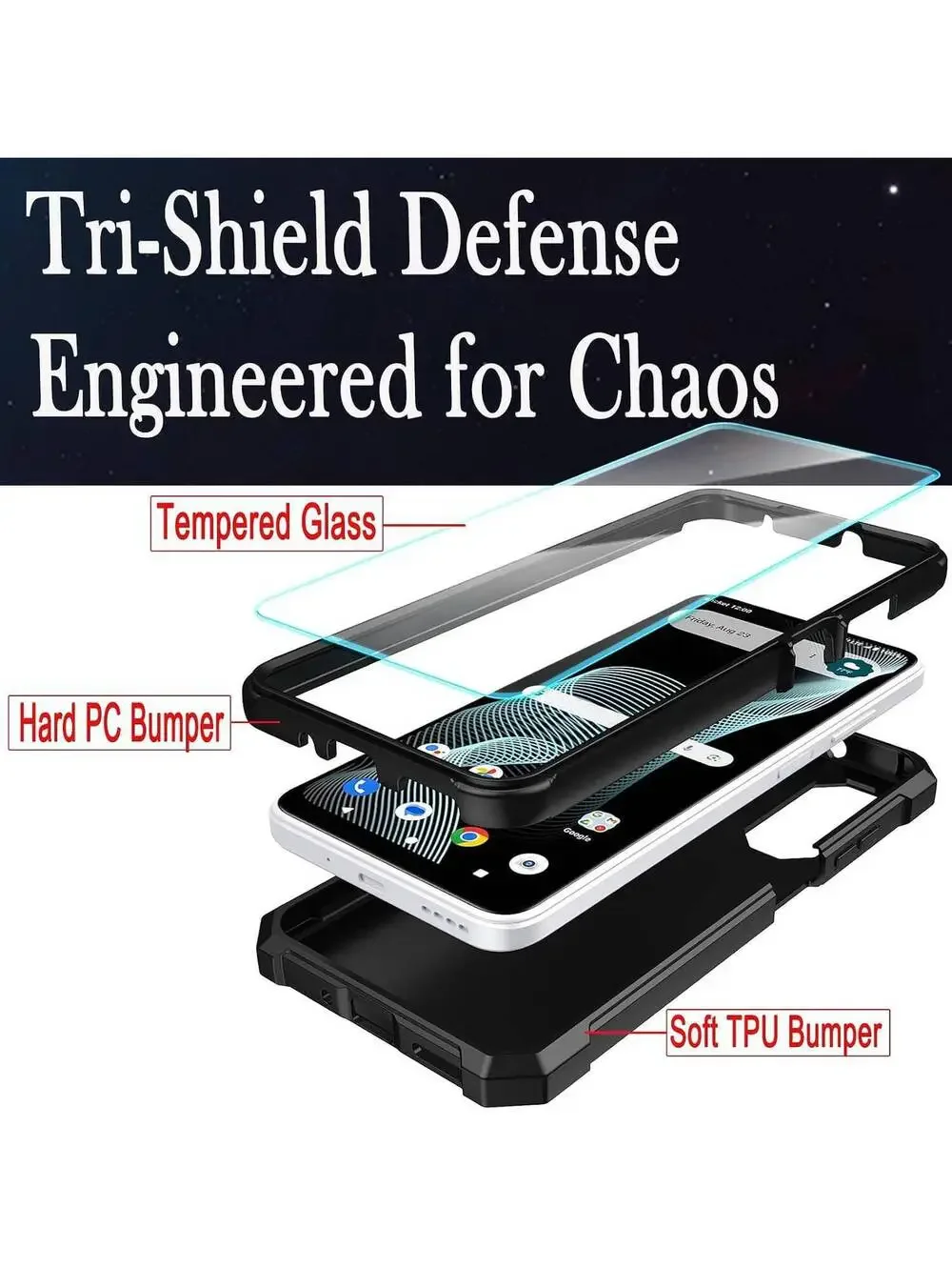 Cricket Icon 6 / AT&T Verge 3-in-1 Phone Case, Black, Tri Shield Defense
